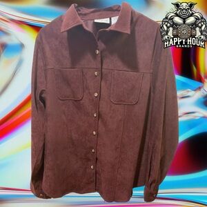 Womens White Stag Button Top Medium Burgundy